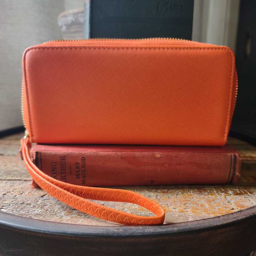 🦚 Bright Orange Wristlet